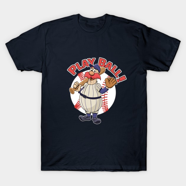 Play Ball Baseball Mascot Yankees T-Shirt by GAMAS Threads